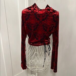 Killstar Elegant Red Velvet Top